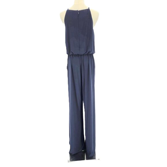 Vince Camuto navy blue jumpsuit stretch pockets back zip Medium - Picture 2 of 11
